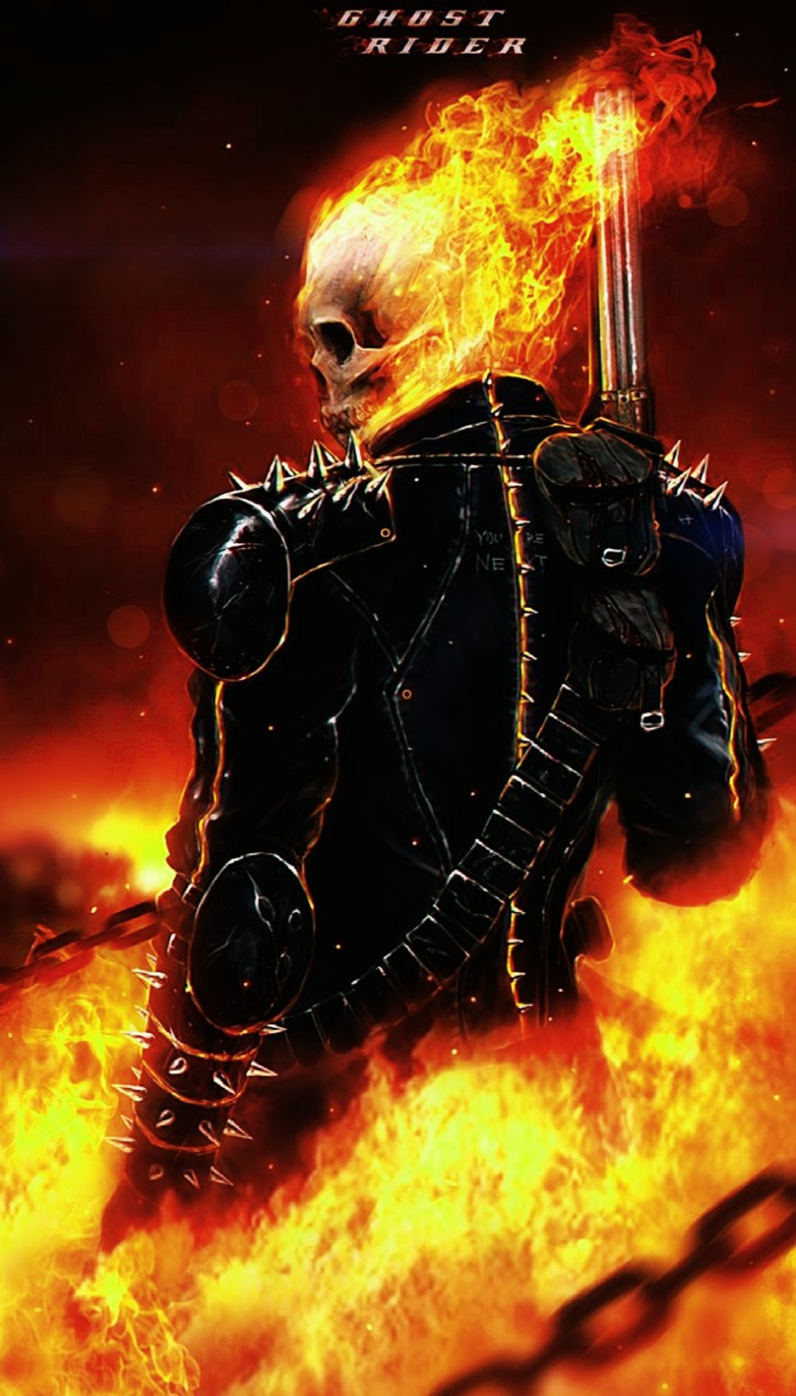 Скачать обои всадник, призрак, огонь, призрачный гонщик, ghost rider