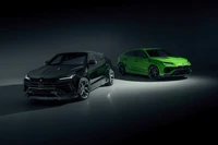 Lamborghini Urus Performante: Novitec Customization in Striking Black and Green Against a Dark Background