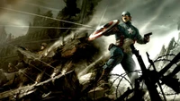 Captain America : Position Héroïque au Milieu des Ruines