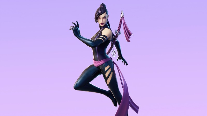 Крупный план женщины в черном наряде с мечом (псайлок, psylocke, фортнайт, fortnite, fortnite battle royale)