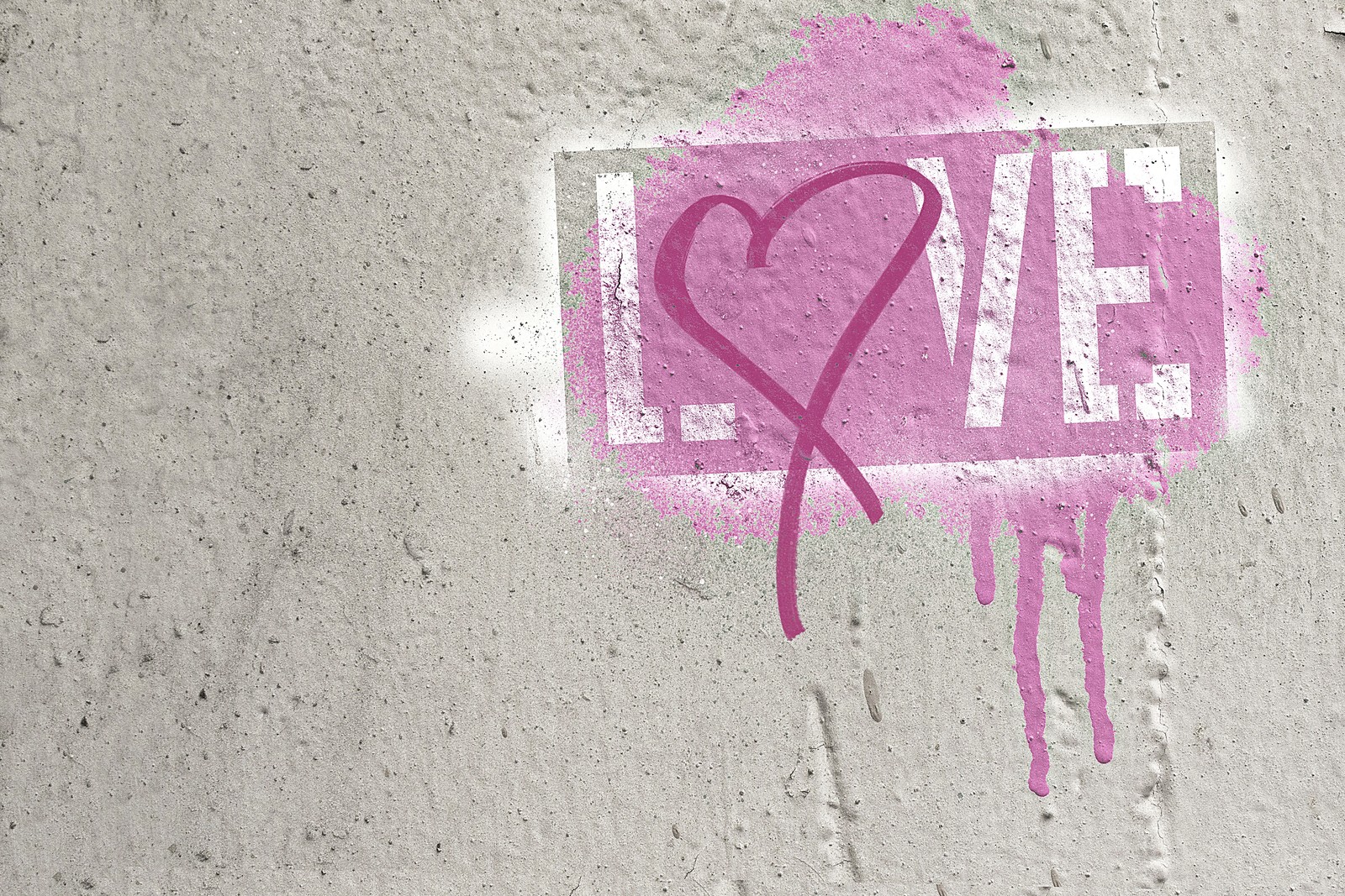 Graffiti d'un cœur rose avec le mot amour écrit dessus (rose, texte, mur, cœur, magenta)