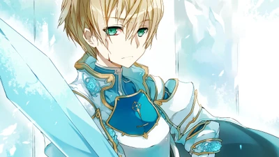 Eugeo from Sword Art Online: Alicization wielding a glowing sword, embodying determination and valor.