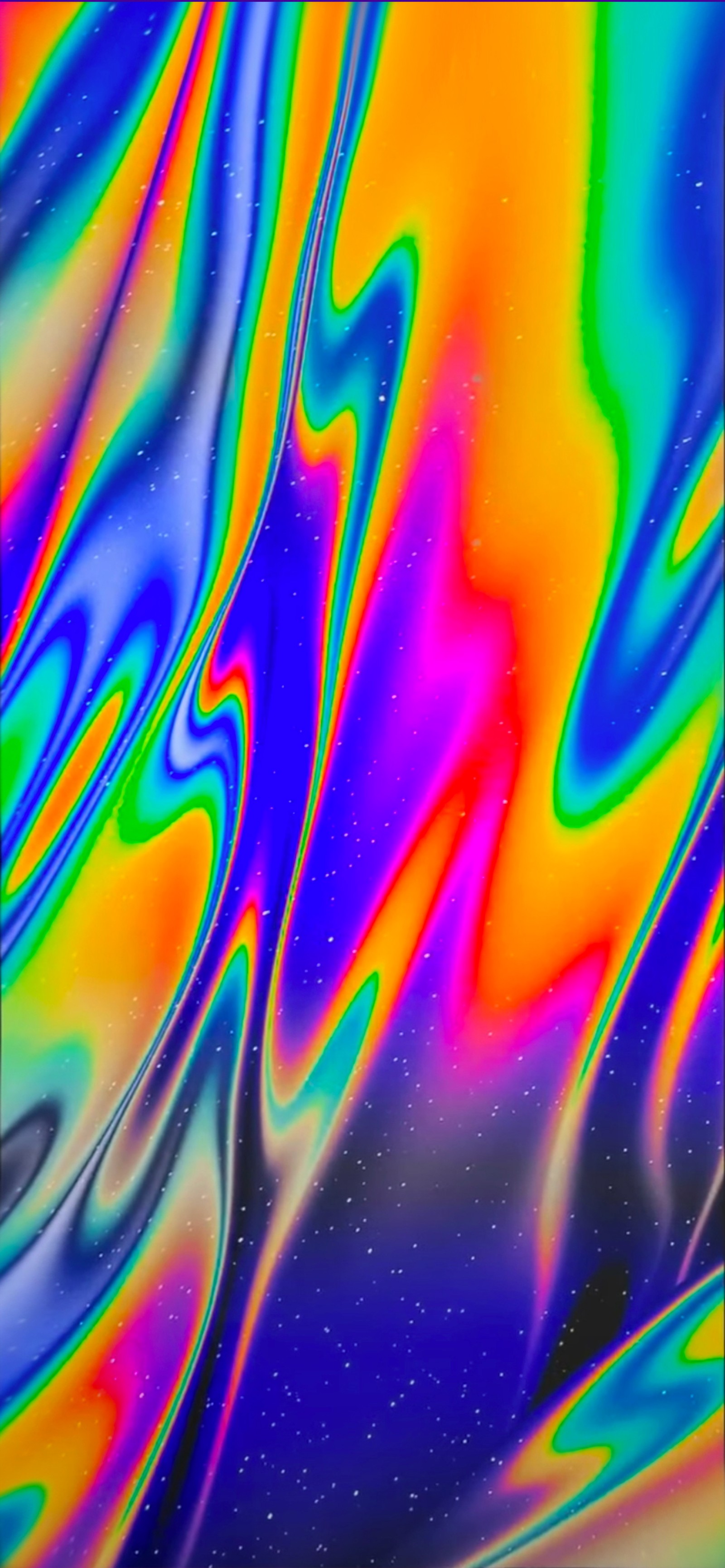 A close up of a colorful liquid painting on a black background (apples, ios, android, ios 13, purple)