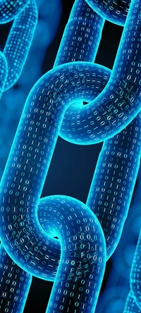 Links de blockchain digitais em azul elétrico