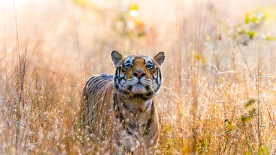 Majestoso tigre selvagem no Parque Nacional Kanha, Índia