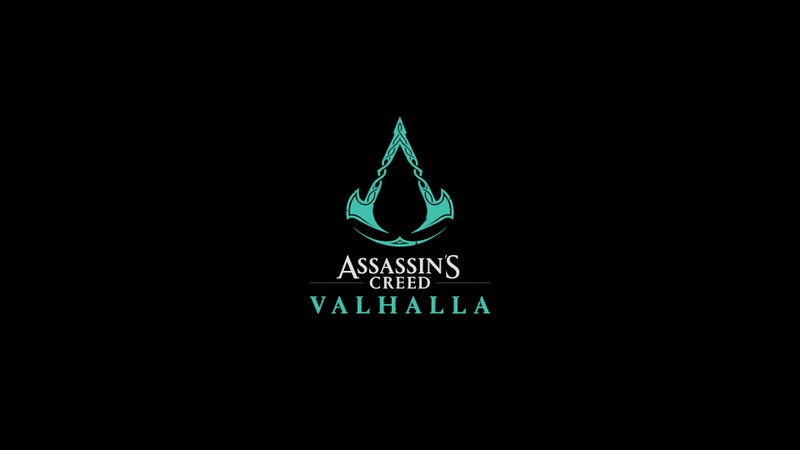 Черный фон с зеленым логотипом и черным фоном (assassins creed valhalla, ac valhalla, видеоигра, логотип)