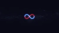 Symbole d'infini lumineux au milieu d'un ciel nocturne étoilé