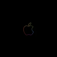 apple logo, outline, colorful, black background, amoled wallpaper