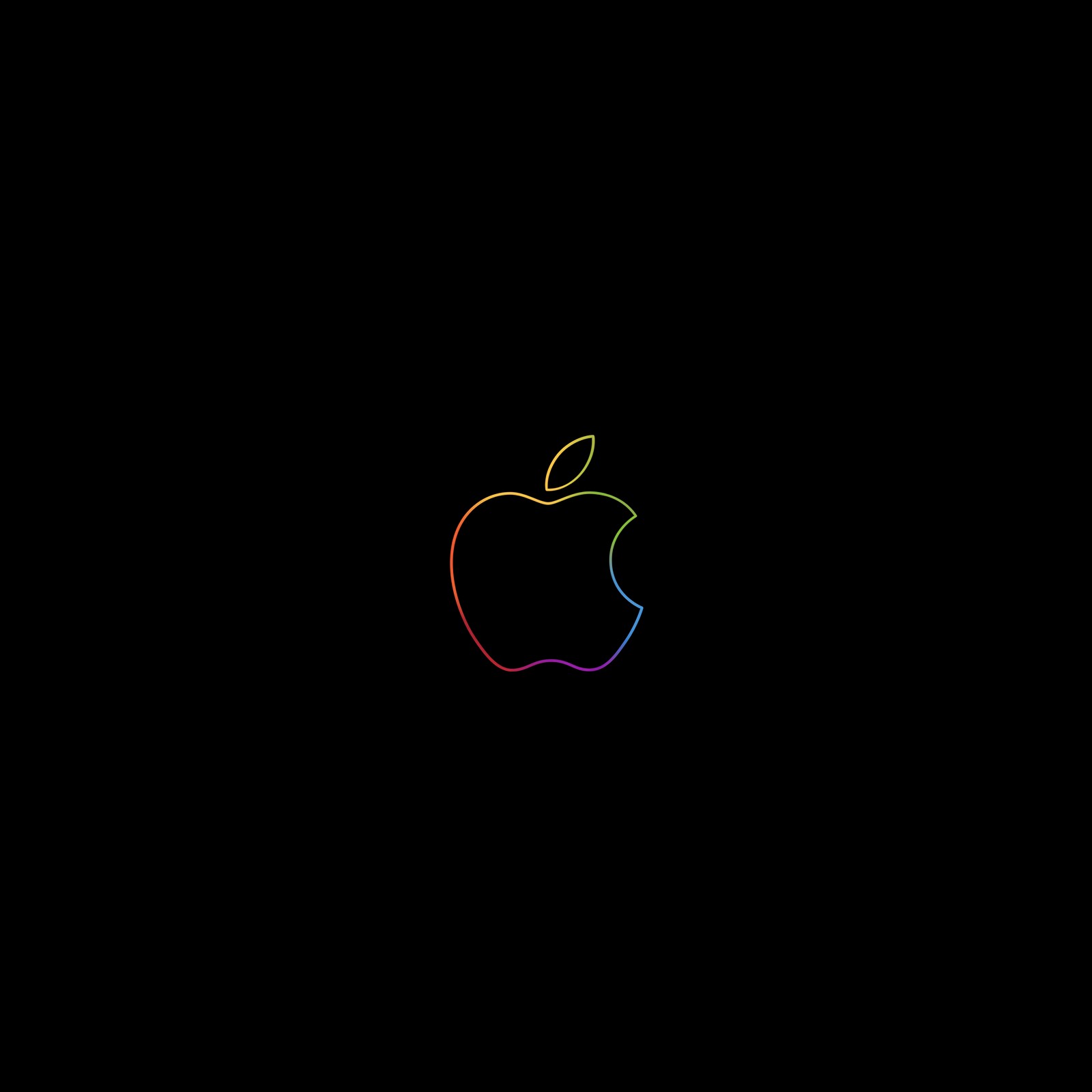 apple logo, outline, colorful, black background, amoled wallpaper