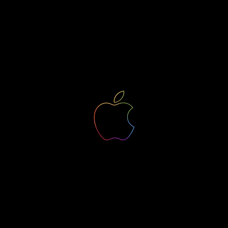 Логотип apple на черном фоне (логотип apple, контур, цветной, черный фон, amoled)