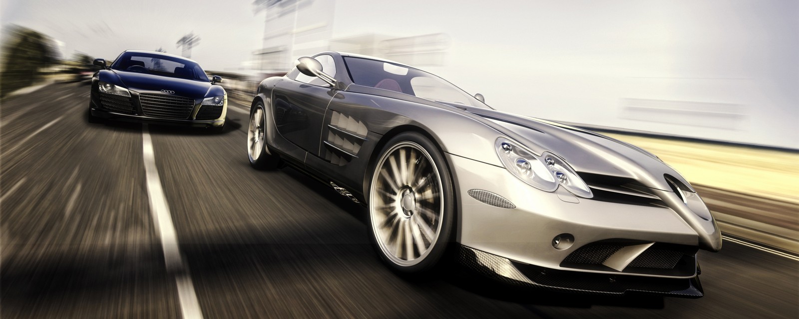 Lade mercedes benz slr mclaren, sportwagen, auto, audi r8, superauto Hintergrund herunter