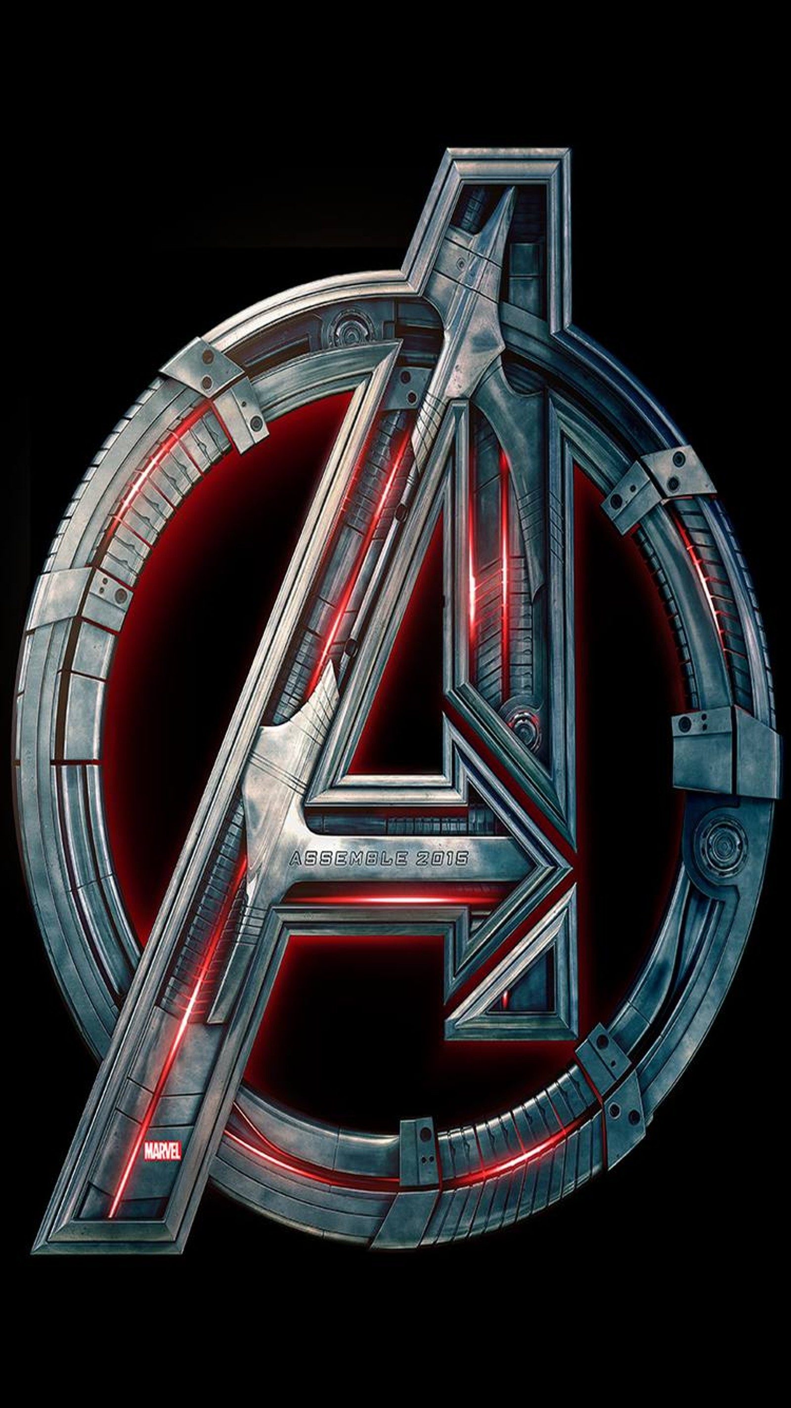 Logo des avengers avec une lumière rouge qui en sort. (avengers, film, affiche, subbu)