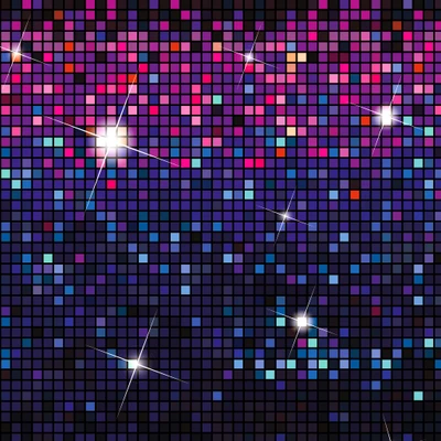 Fundo pixelado colorido com estrelas brilhantes