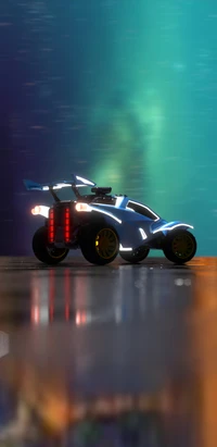 High-Definition White Octane Car with Tuned Details in Futuristic Setting