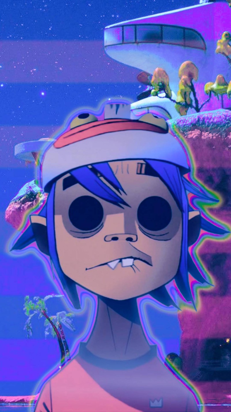 Близкий план мультяшного персонажа в шляпе (2d, гориллаз, gorillaz, обезьяна, музыка)