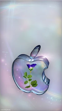 apfel, blume, glas, logo, liebe