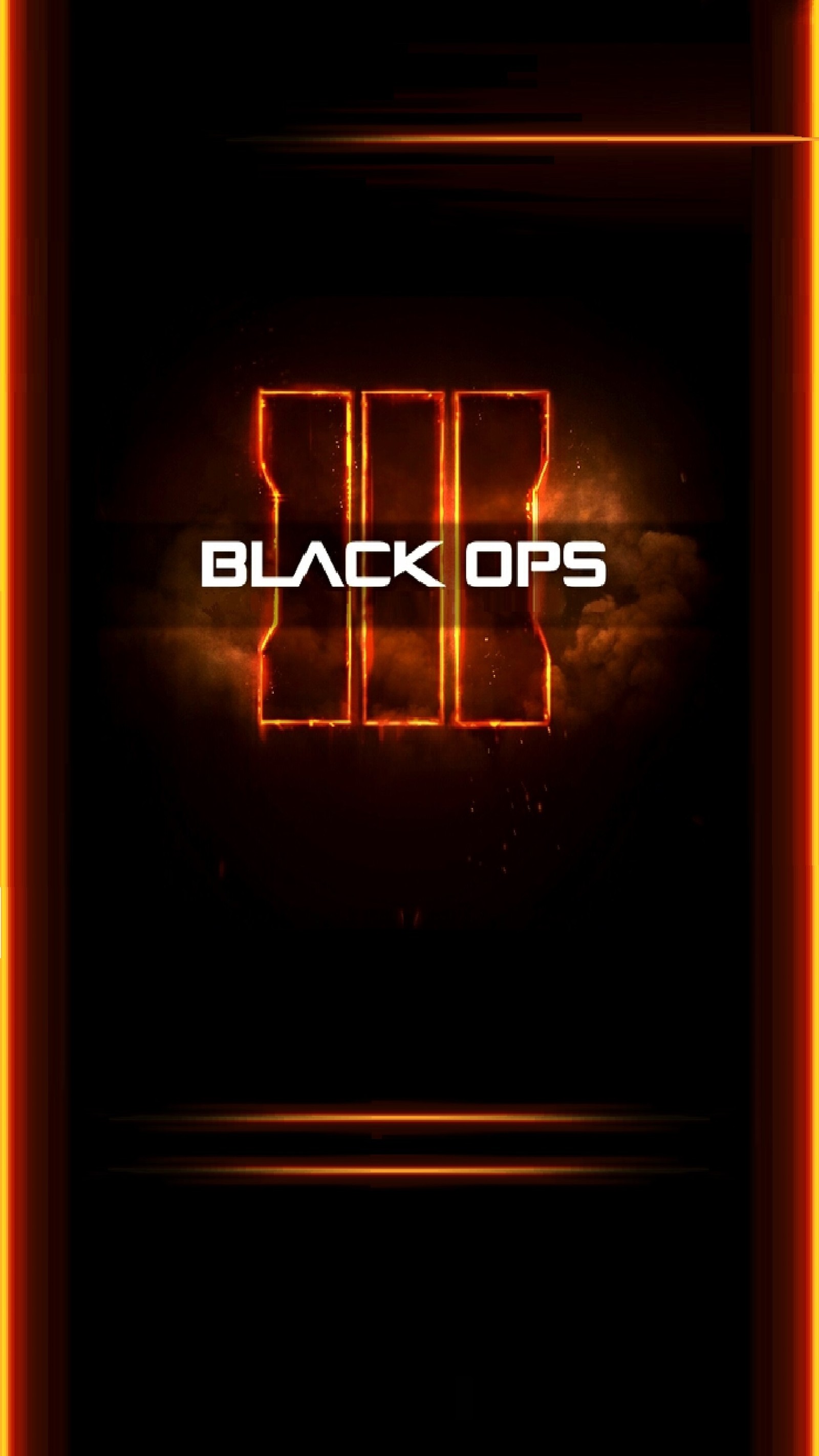 Un logo de black ops con un contorno naranja brillante (negro, d12u, borde, iii, operaciones)