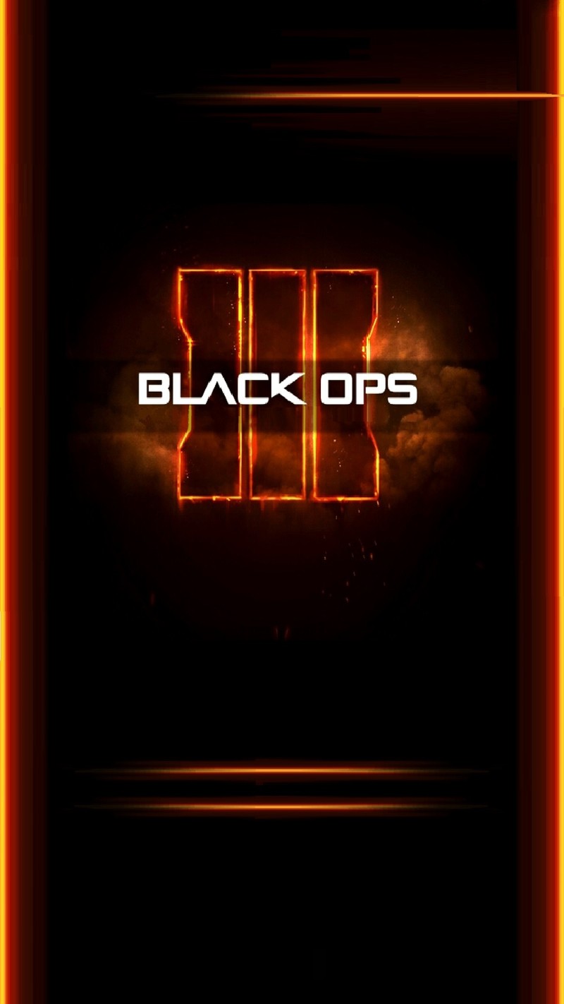 Логотип black ops с светящимся оранжевым контуром (чёрный, d12u, край, iii, операции)