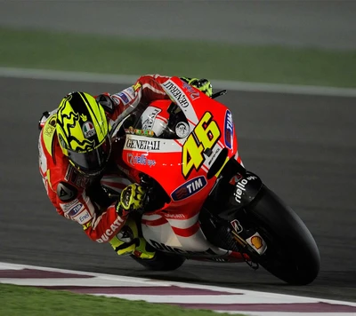 Boy Riding Ducati Motorcycle at High Speed