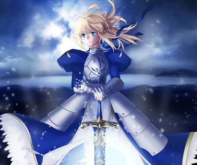 anime, fate, girl, night, saber