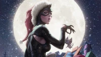 Catwoman bei einem festlichen Überfall unter dem vollen Mond