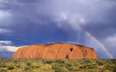 uluru, park, nationalpark, regenbogen, wolke