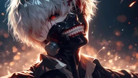 Ken Kaneki : Transformation sombre dans Tokyo Ghoul Art 5K