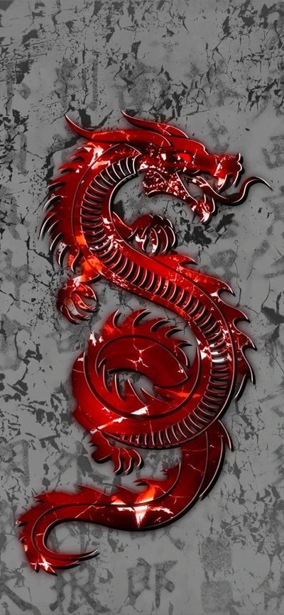 dragon, red, art, carmine, illustration