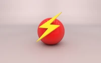 Red ball with a prominent yellow lightning bolt in a three-dimensional space.