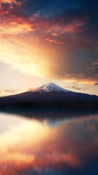 Réflexion majestueuse de la montagne au crépuscule