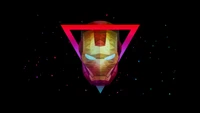 Geometrische Iron Man Low Poly Kunst auf schwarzem Hintergrund