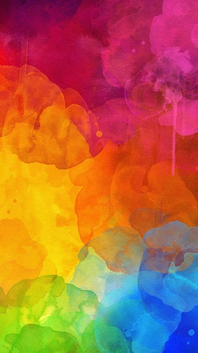 Vibrant Abstract Watercolor Pattern in Rainbow Hues