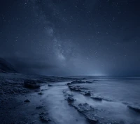 playa, paisaje, lechoso, naturaleza, noche