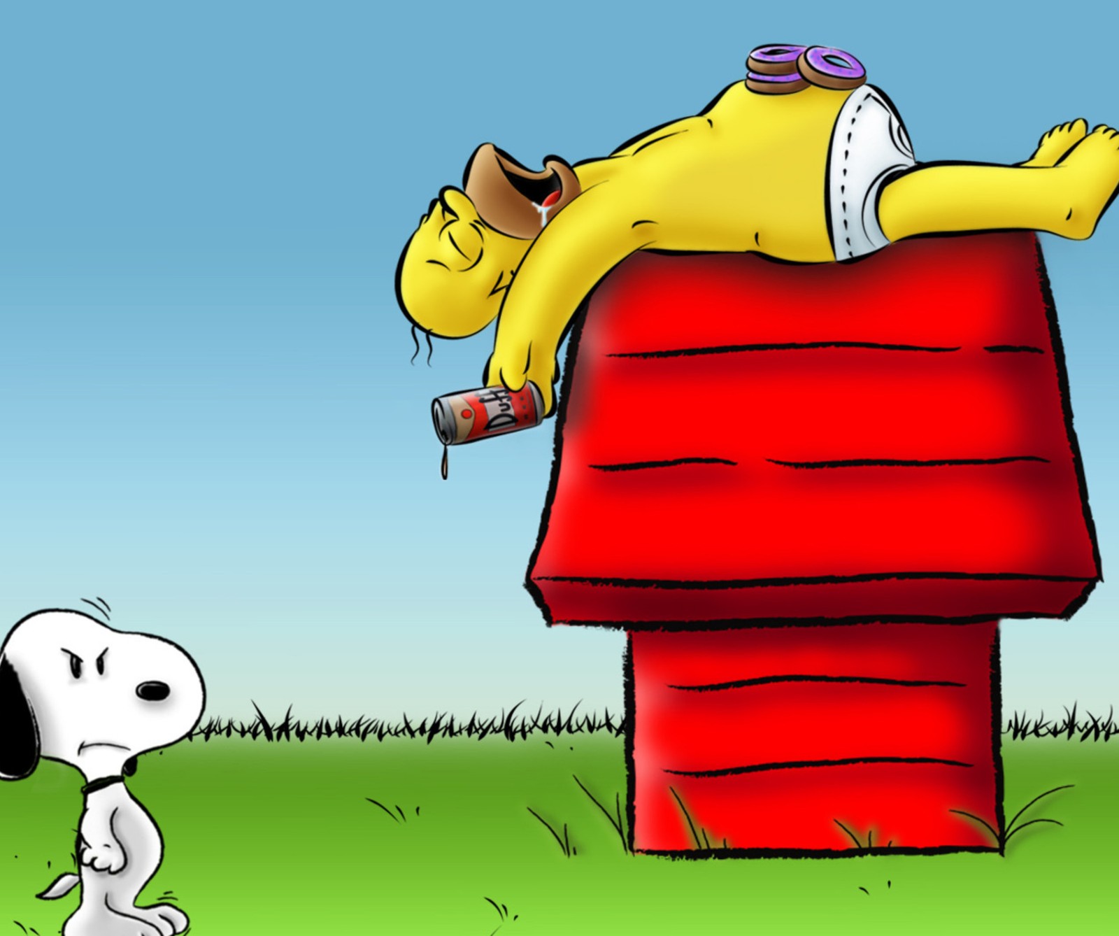 Lade cartoons, homer, snoopy Hintergrund herunter