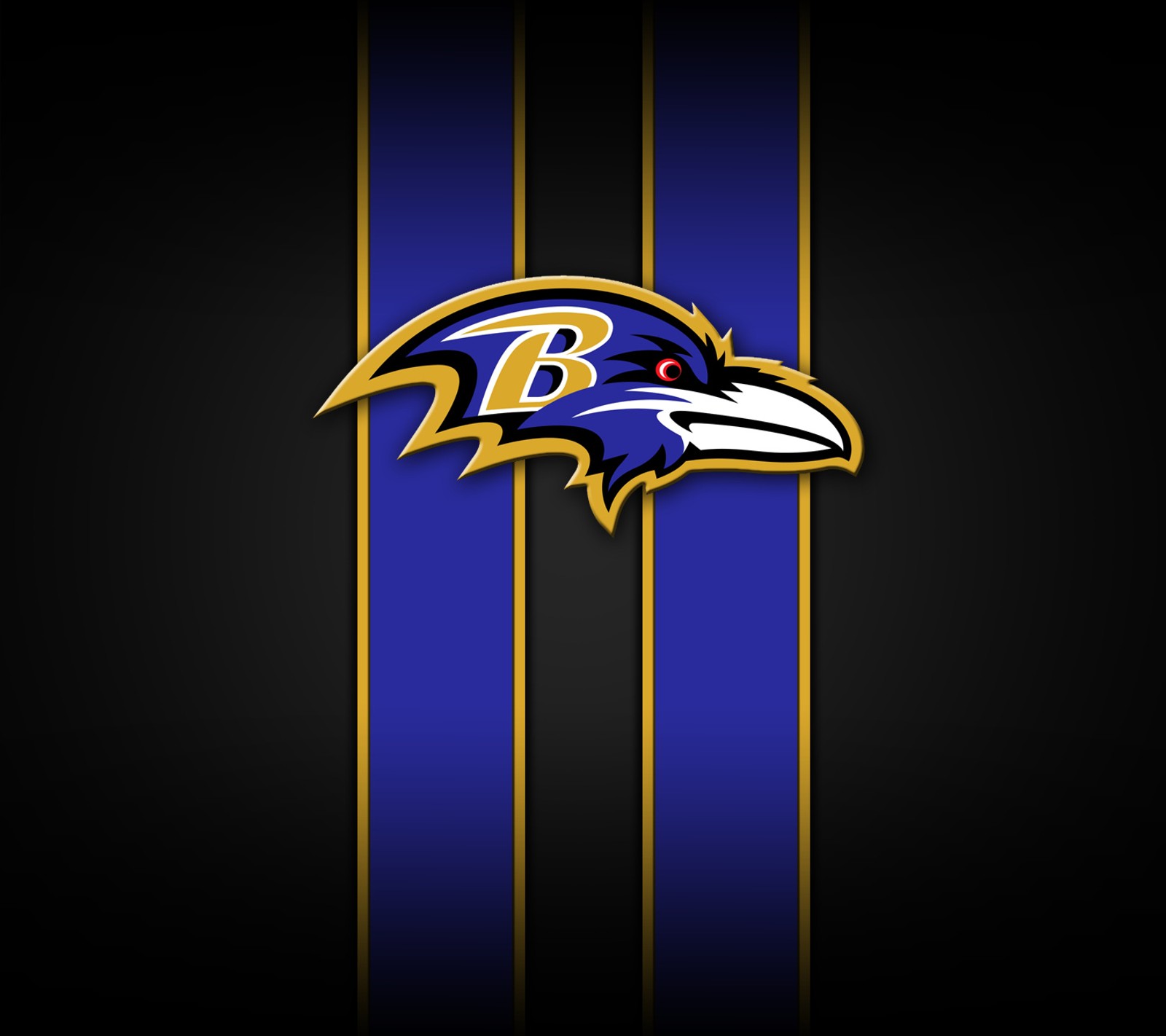 Baltimore ravens-logo auf schwarz-blau gestreiftem hintergrund (baltimore, fußball, nfl, raben)