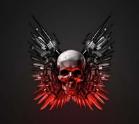 guns, knife, skull wallpaper