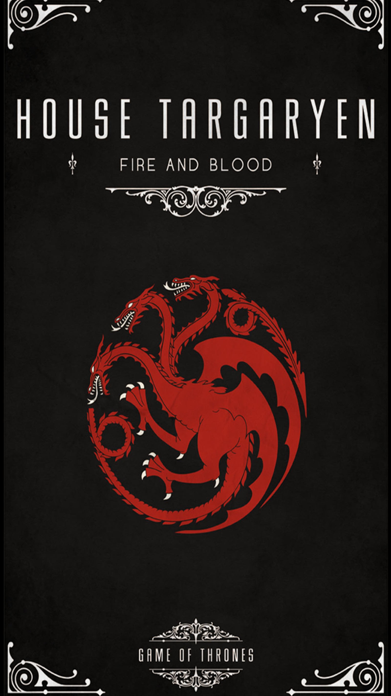 Une affiche d'une maison targaryen rouge et noire avec un dragon dessus (jeu, de, trône)