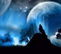 fantasy, lunar, moon, night, shadow wallpaper