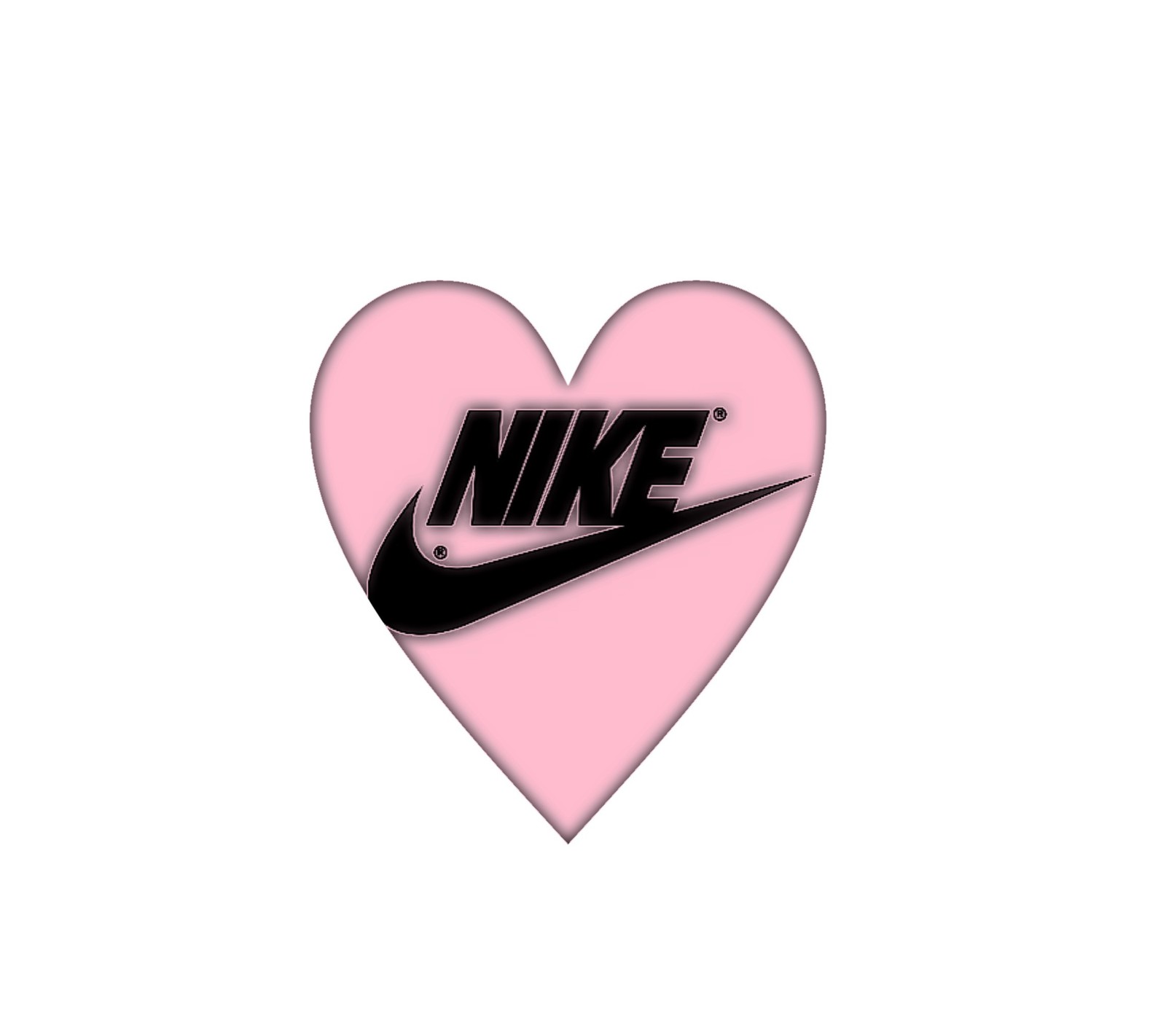 Un gros plan d'un logo nike en forme de cœur sur un fond blanc (cœur, nike, rose)