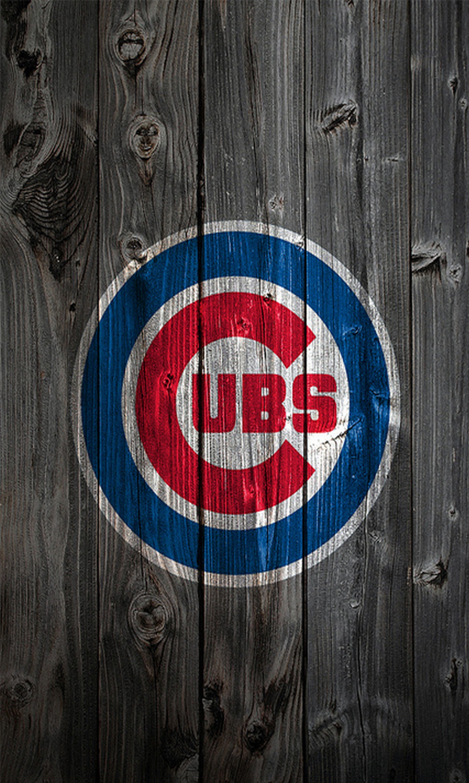 Una imagen del logo de los chicago cubs en una cerca de madera (arte, béisbol, chicago, chicago cubs, cubs)