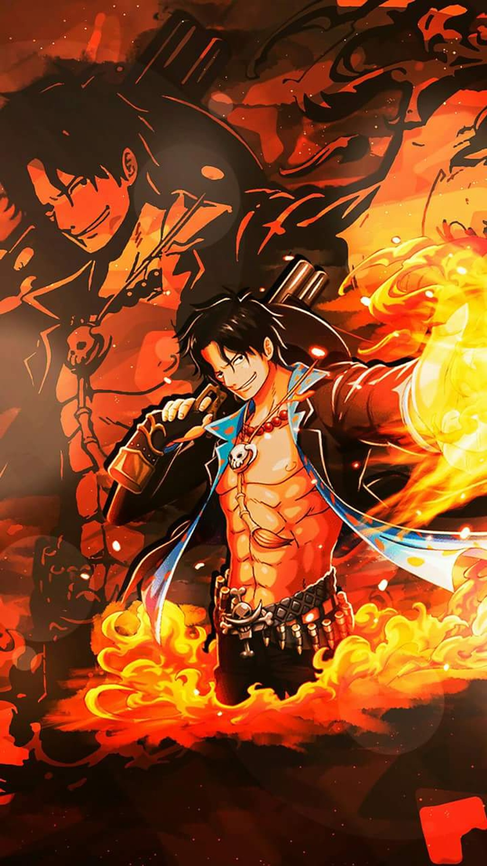 Fondos de pantalla de anime con un hombre sosteniendo una espada y fuego (fuego puño ace, one piece)