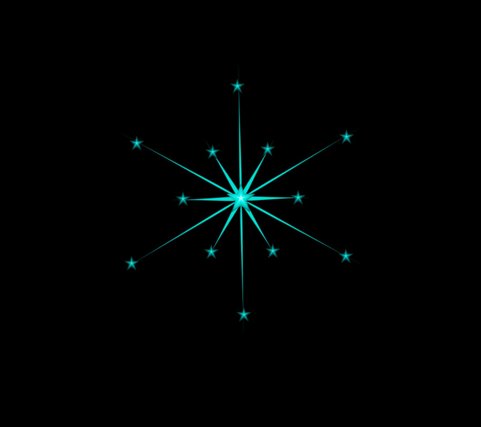 A close up of a star on a black background with a green glow (design, stars, turquoise)