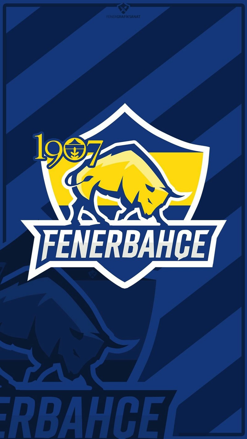 Близкий план логотипа команды с бегущей лошадью (fenerba, фенербахче, fenerbahce)