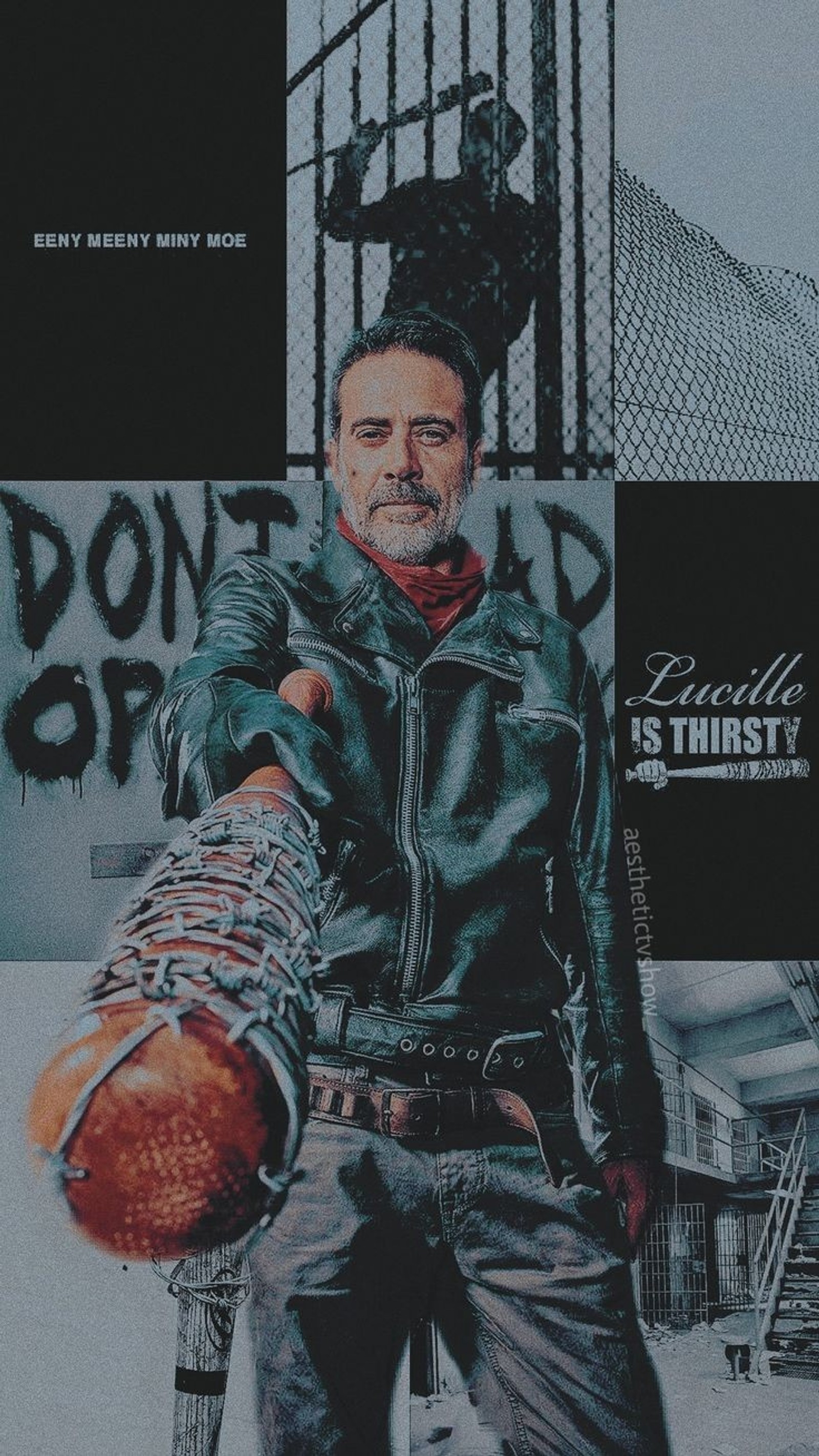 Bild eines mannes, der einen baseballhandschuh und einen ball hält (negan, the walking dead)