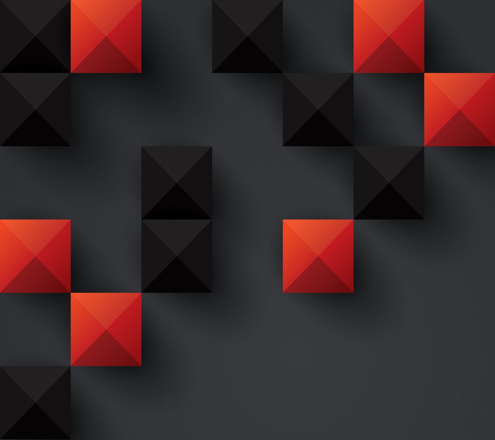 A close up of a black and red wall with squares (abstract, background, black, design, modern)