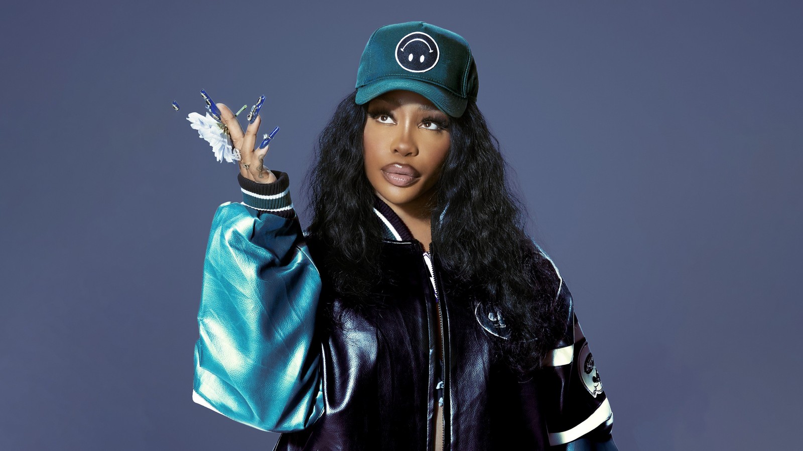 A close up of a woman in a leather jacket and hat (sza, american singer, 5k, music, 4k wallpaper)