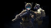 Soldados de anime em equipamento tático com rifles