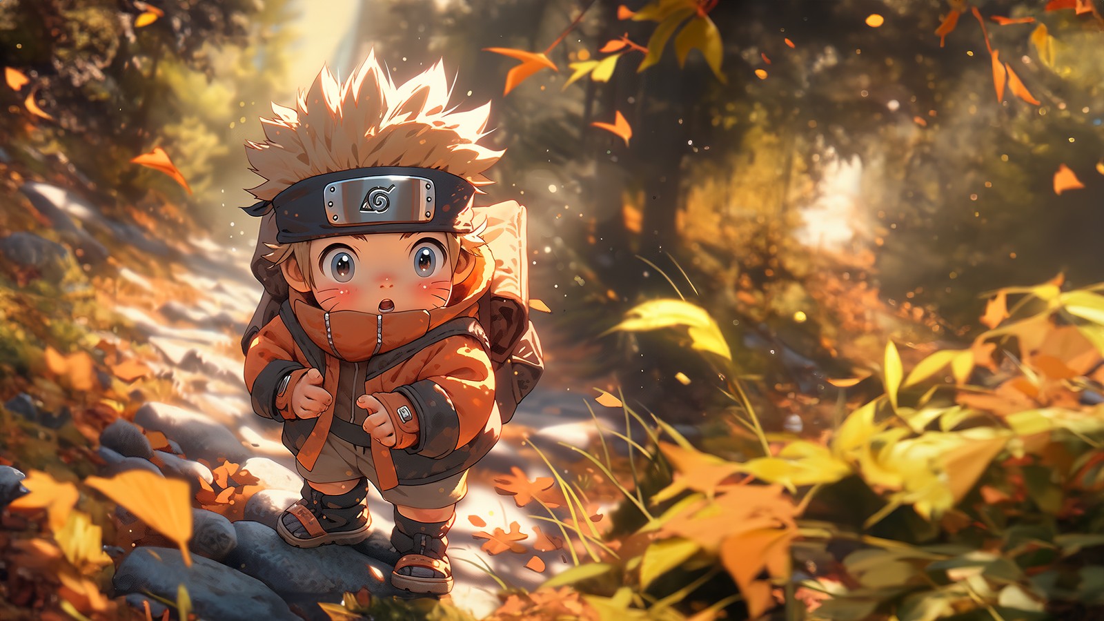 Anime, naruto, hojas, hojas, hojas, hojas, hojas, hojas, hojas (naruto uzumaki, otoño, chibi, arte digital, anime)