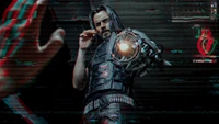 Cyberpunk 2077 Cosplay von Johnny Silverhand mit Glitch-Ästhetik