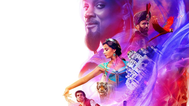 Близкий план постера мужчины и женщины в сцене (аладдин 2019, aladdin 2019, фильм, жасмин, аладдин)